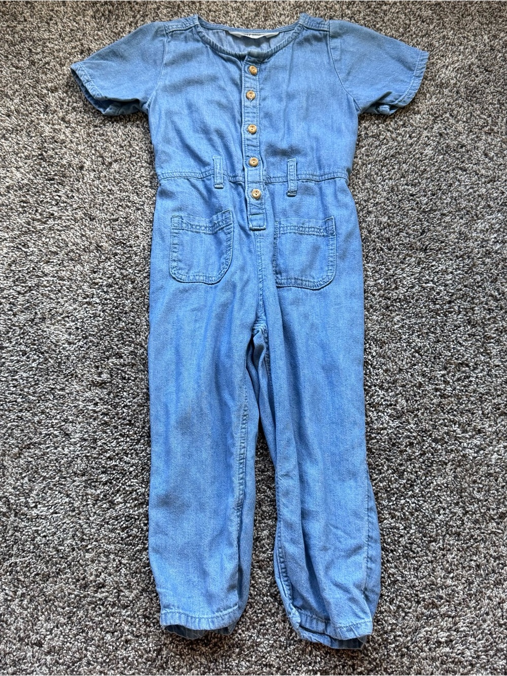 H&M Light Blue Denim Short-Sleeve Jumpsuit for Kids